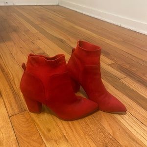 Suede red booties